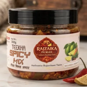RAJZAIKA PICKLES Teekha Spicy Mix Pickle | Authentic Rajasthani Achar | Traditional Style Mixed Vegetable Pickle | No Chemical Preservatives | Tangy & Spicy Indian Pickle (300G)
