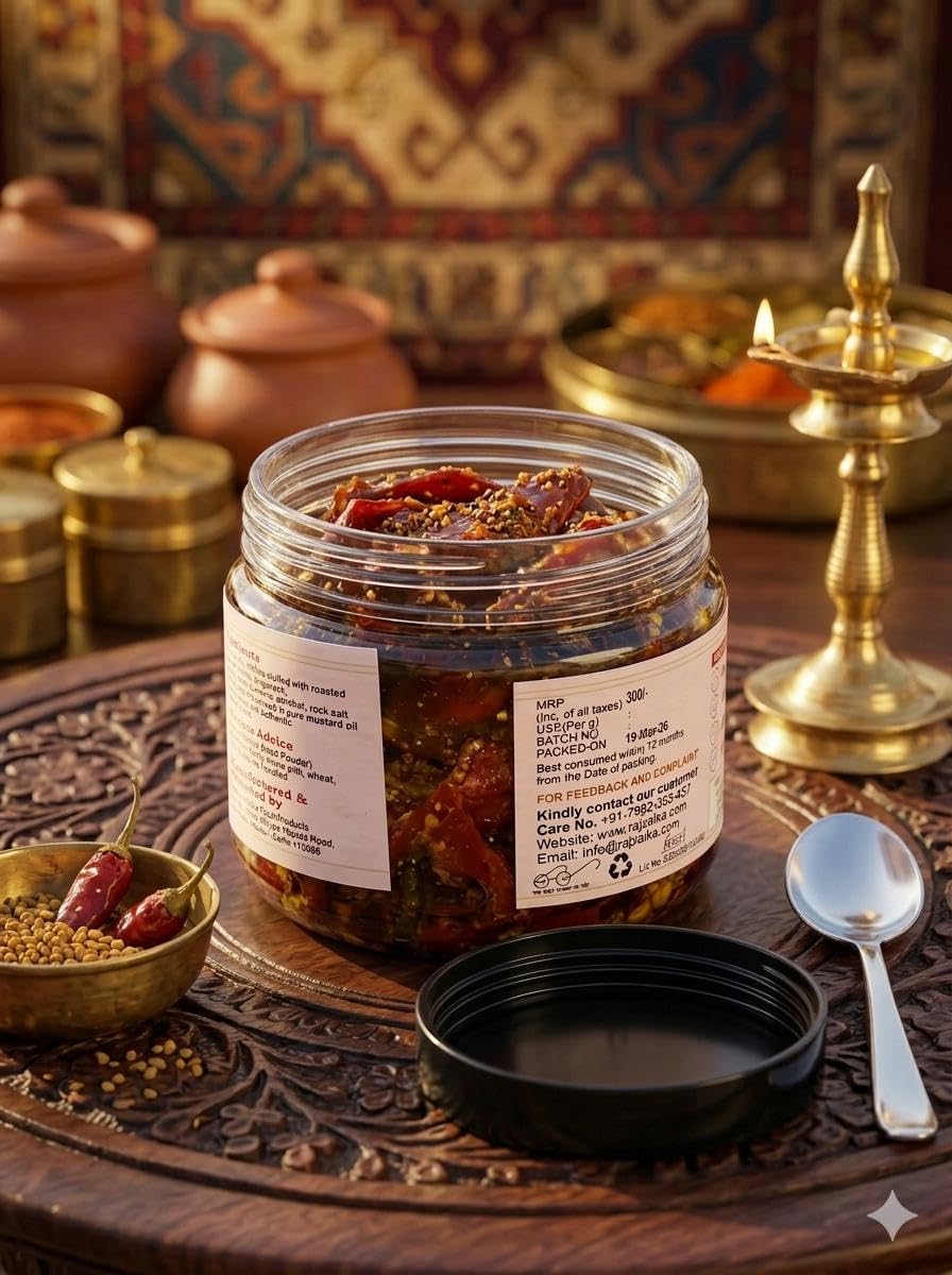 RAJZAIKA PICKLES Lal Mirchi Teekha Pickle | Spicy Red Chilli Achar | Authentic Rajasthani Pickle | Homemade Style Traditional Indian Achar | No Chemical Preservatives (300G)