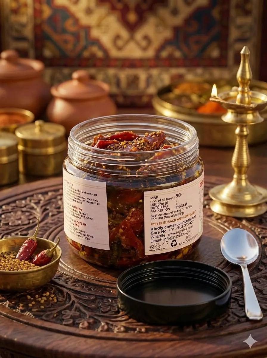 RAJZAIKA PICKLES Lal Mirchi Teekha Pickle | Spicy Red Chilli Achar | Authentic Rajasthani Pickle | Homemade Style Traditional Indian Achar | No Chemical Preservatives (300G)