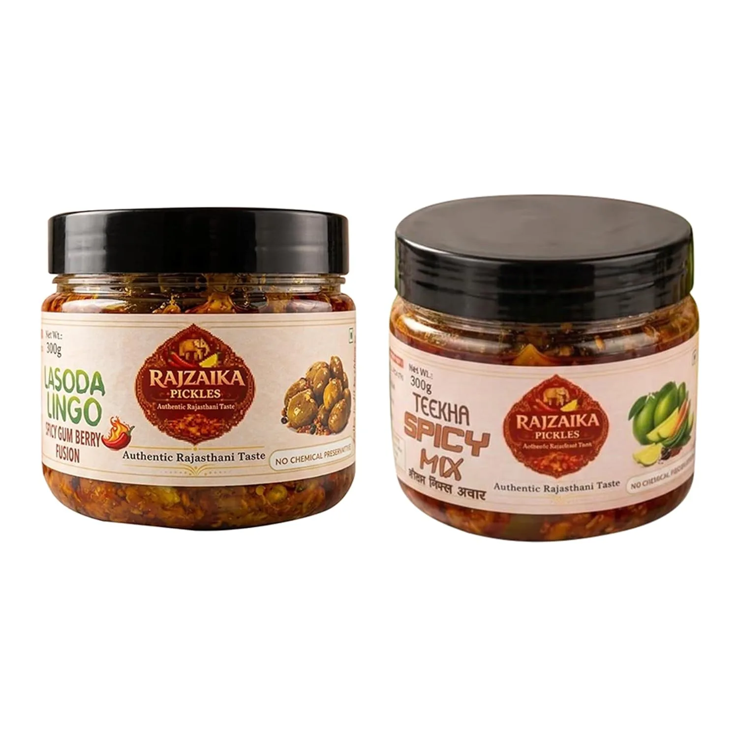 Spicy Mix & Lasoda (Gunda) Pickle Combo Mixed Vegetable & Gum Berry | Tangy & Spicy | No Chemical Preservatives