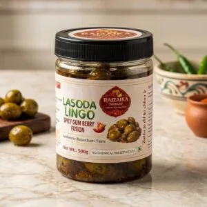 RAJZAIKA PICKLES Lasoda Pickle | Gunda Achar | Spicy Gum Berry Pickle | Authentic Rajasthani Homemade Style Achar | Traditional Indian Pickle | No Chemical Preservatives (300G) - 500g